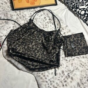 Zara Satin Leopard Print tote Bag